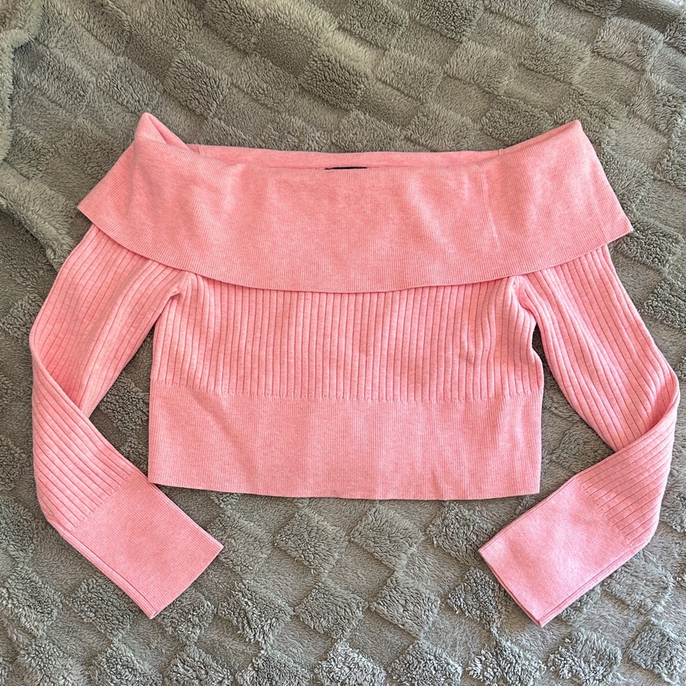Pink Off-Shoulder Women's Sweater